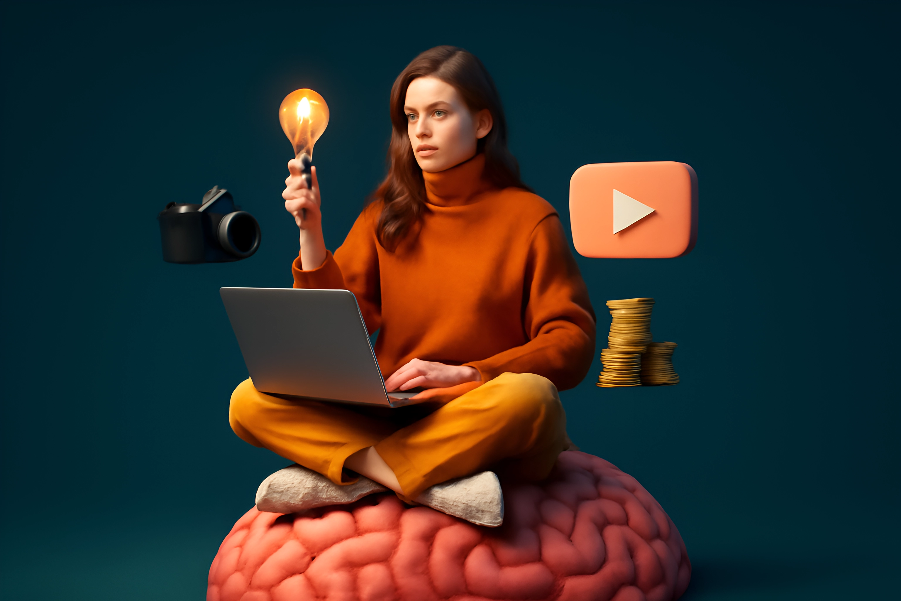 Woman brainstorming for online business