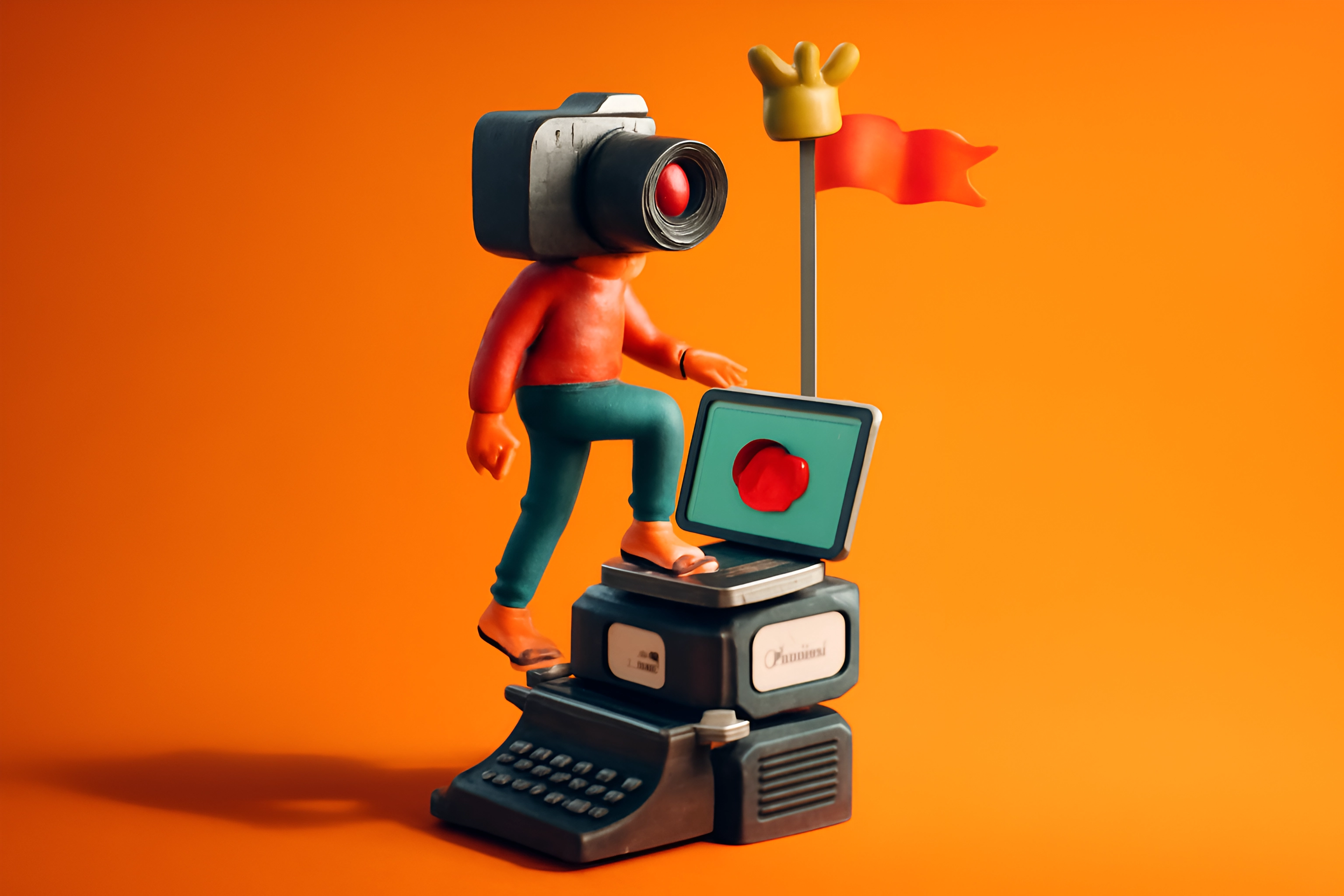 Whimsical camera character on devices