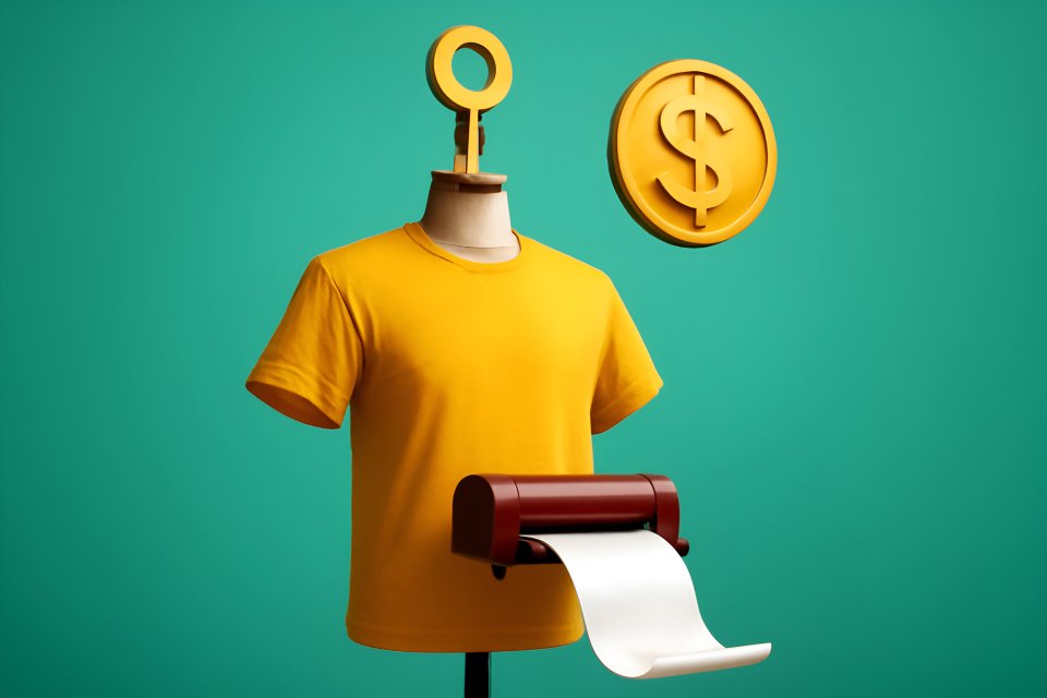 T-shirt with dollar sign and receipt