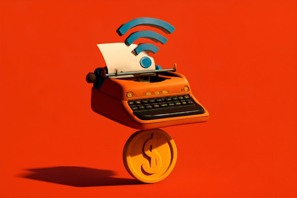 Typewriter with Wi-Fi and dollar sign