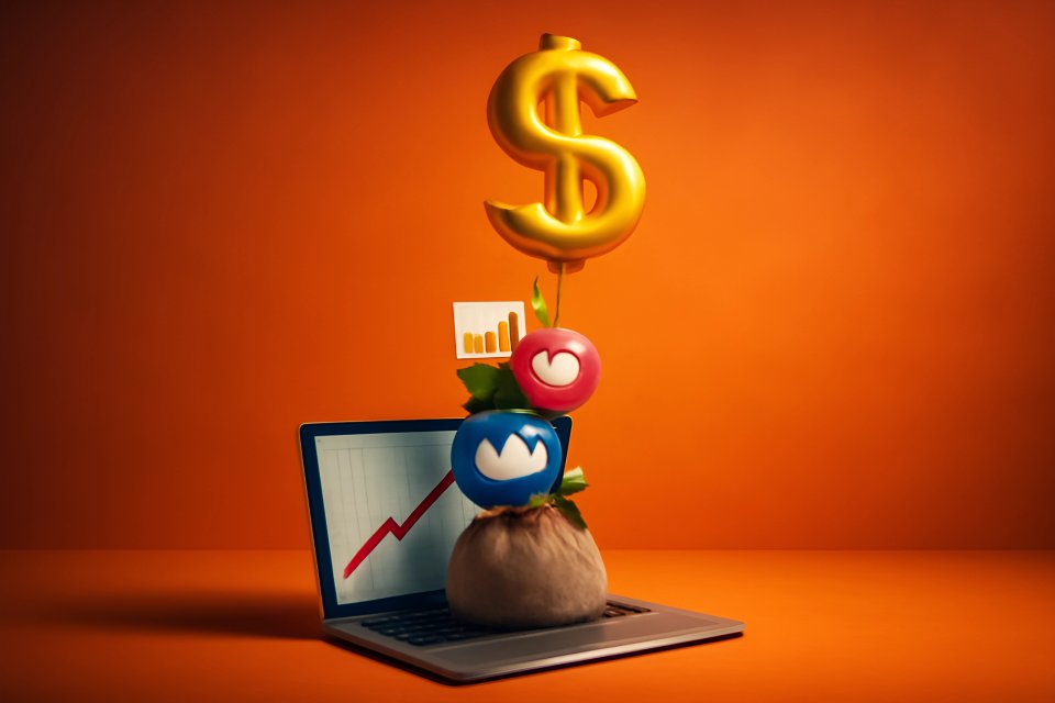 Social media investment growth concept