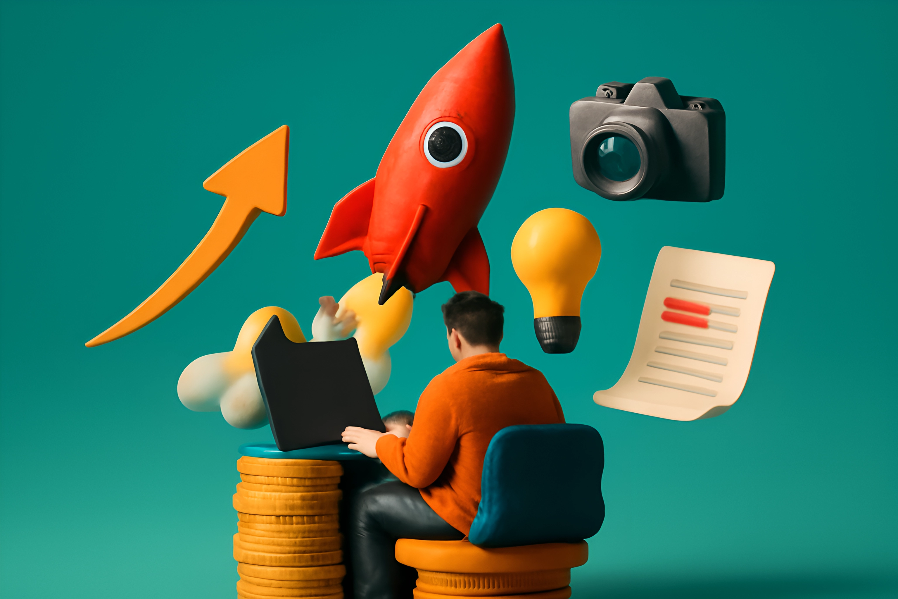 Person working with growth symbols
