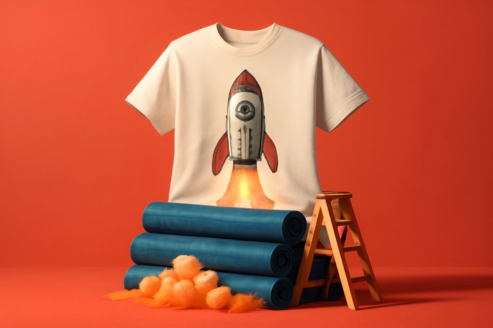 T-shirt med raketgrafik