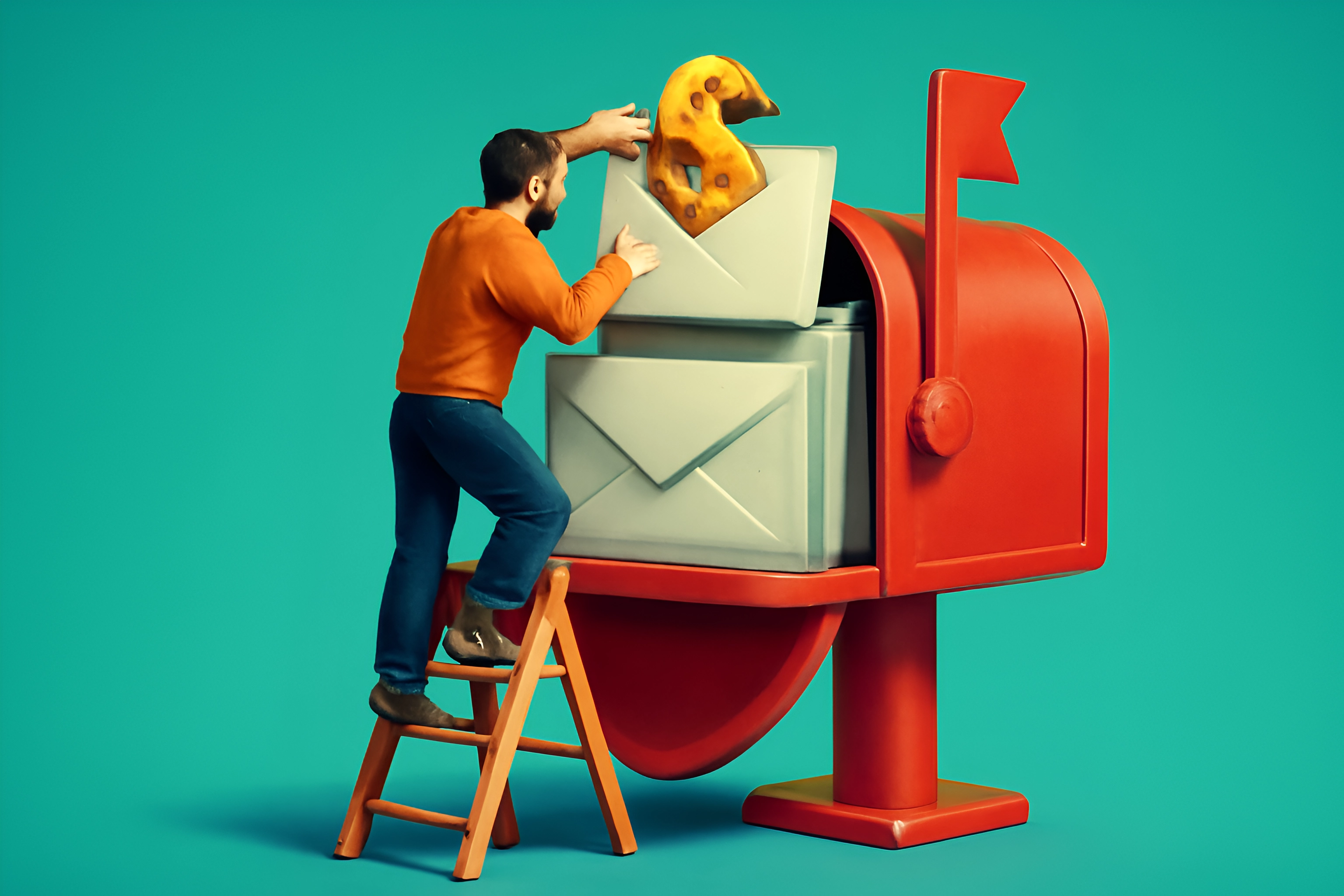 Man with cookie in mailbox